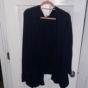 Joan Vass Black Open Front Cardigan
